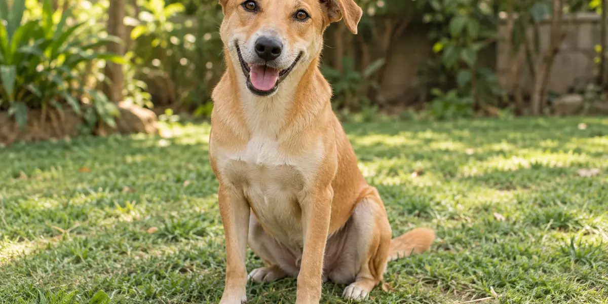 A rescued dog ready for adoption in Hyderabad