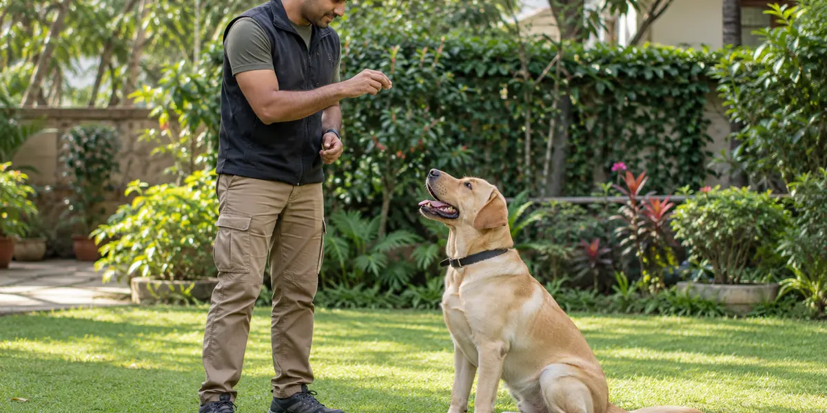 Reward-based dog training session in Hyderabad